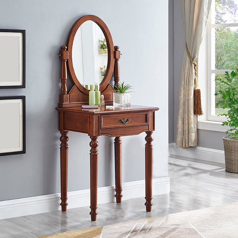 Traditional Vanity Dressing Table Set Solid Wood Make-up Vanity Makeup Vanity 24"L x 18"W x 56"H Brown Clearhalo 'Bedroom Furniture' 'furn' 'furn_makeup_vanities' 'Furniture' 'Makeup Vanities' 'makeup_vanities' 5770132