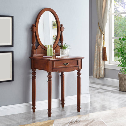 Traditional Vanity Dressing Table Set Solid Wood Make-up Vanity Makeup Vanity 24"L x 18"W x 56"H Brown Clearhalo 'Bedroom Furniture' 'furn' 'furn_makeup_vanities' 'Furniture' 'Makeup Vanities' 'makeup_vanities' 5770132