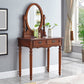 Traditional Vanity Dressing Table Set Solid Wood Make-up Vanity Makeup Vanity Brown Clearhalo 'Bedroom Furniture' 'furn' 'furn_makeup_vanities' 'Furniture' 'Makeup Vanities' 'makeup_vanities' 5770135