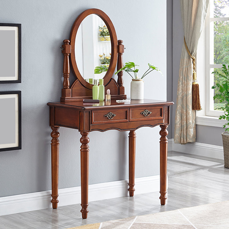 Traditional Vanity Dressing Table Set Solid Wood Make-up Vanity Makeup Vanity Brown Clearhalo 'Bedroom Furniture' 'furn' 'furn_makeup_vanities' 'Furniture' 'Makeup Vanities' 'makeup_vanities' 5770135