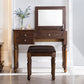 Solid Wood Vanity Dressing Table Traditional Flip-Top Makeup Vanity Desk