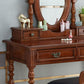 Traditional Solid Wood Vanity Dressing Table With Drawer, Brown Makeup Counter