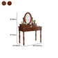 Traditional Solid Wood Vanity Dressing Table With Drawer, Brown Makeup Counter