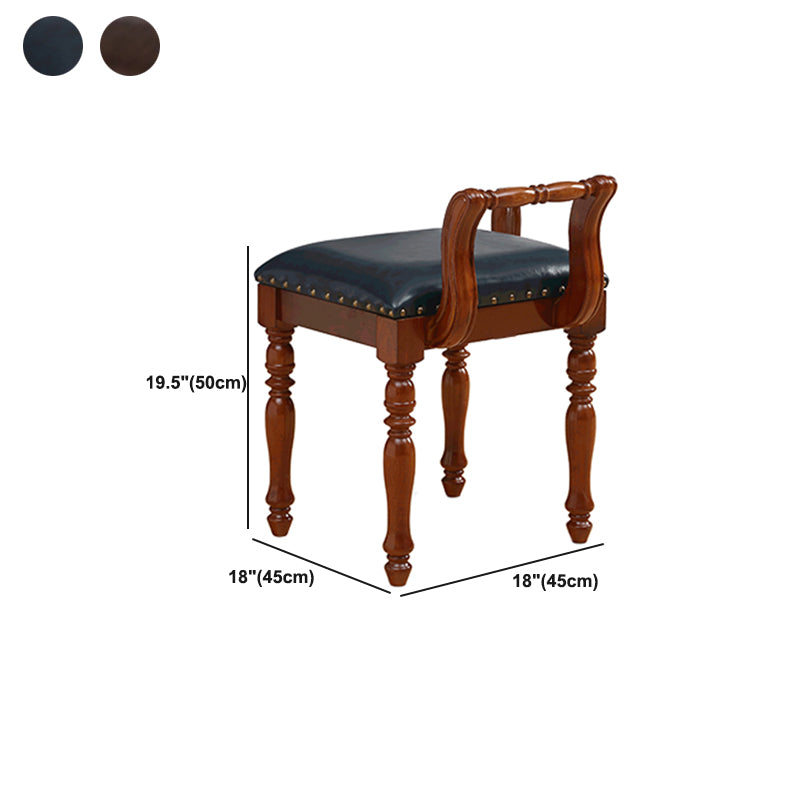 Traditional Solid Wood Vanity Dressing Table With Drawer, Brown Makeup Counter