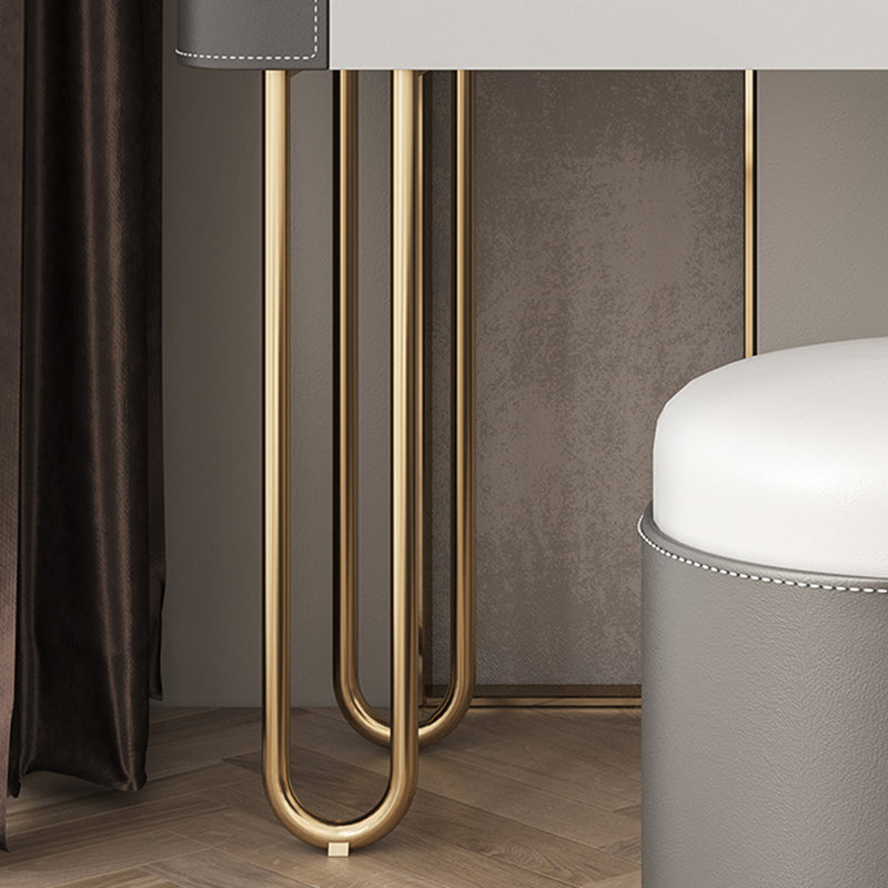 Glam Holz Make-up Eitelkeit 4 Schubladen Schiefer Top-Schminktischhocker Set