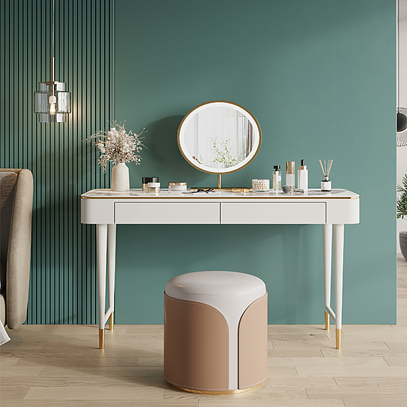 Glam Makeup Vanity Desk Leather Makeup Vanity Set with Slate Top