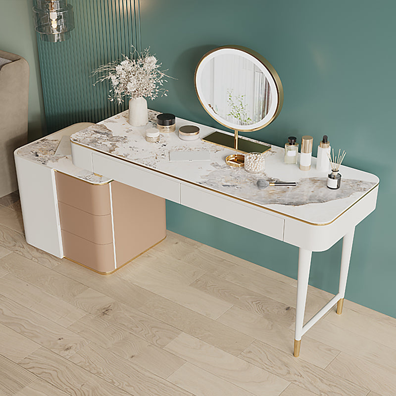Glam Makeup Vanity Desk Leather Makeup Vanity Set with Slate Top