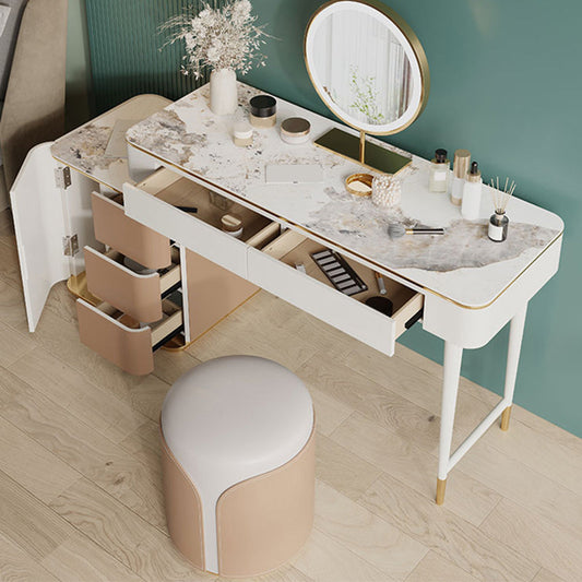 Glam Make -up Vanity Desk Leder Make -up Eitelkeitssatz mit Schieferplatte