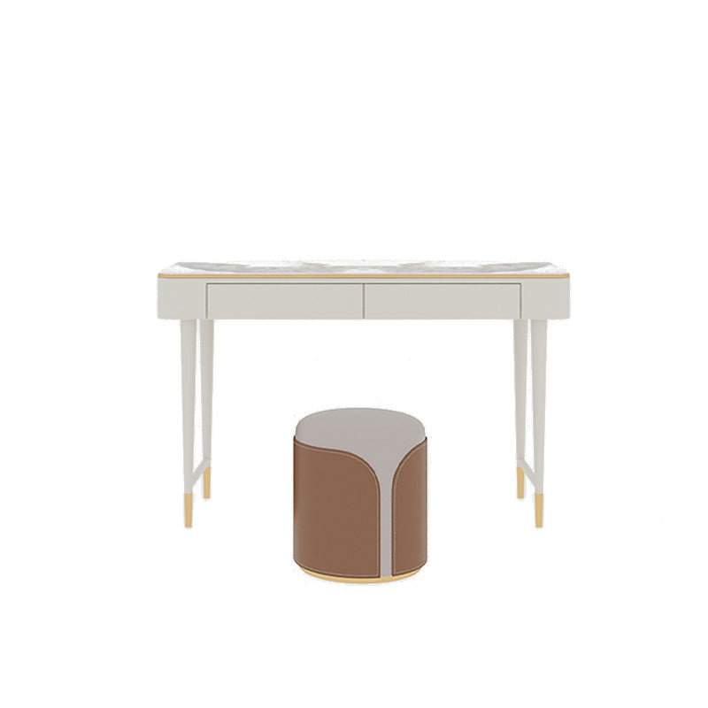 Glam Makeup Vanity Desk Leather Makeup Vanity Set with Slate Top