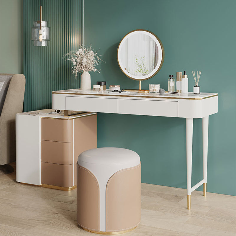 Glam Makeup Vanity Desk Leather Makeup Vanity Set with Slate Top