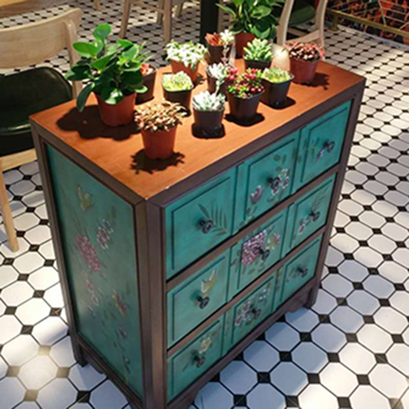 Cassa di accento moderno di metà secolo con cassetti, cassa del rettangolo di legno