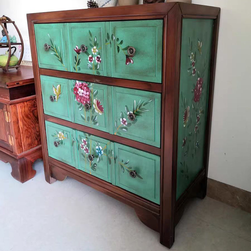 Cassa di accento moderno di metà secolo con cassetti, cassa del rettangolo di legno