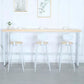 Natural Finish Pine Wood Top Bistro Table Glam Bar Table with White Trestle
