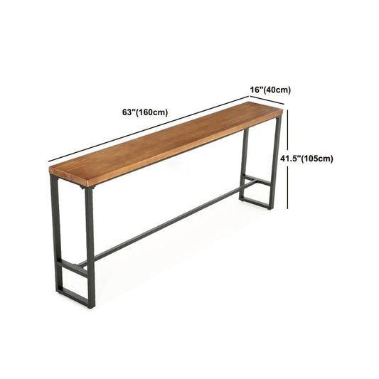 Tavolo da bistrot in legno massiccio rettangolo tavolo da pub lussuoso con base di cavalletto in nero