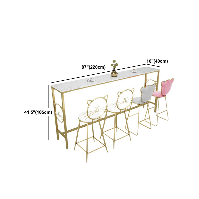 Table de pub à hauteur de barre intérieure en métal avec une base de chevalet de style glamour avec chevalet