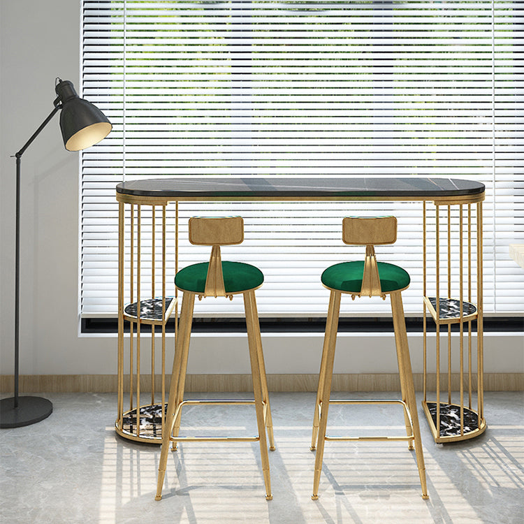 Tavolo da bar ovale in pietra sinterizzato tavolo da bistrot lussuoso con doppio piedistallo