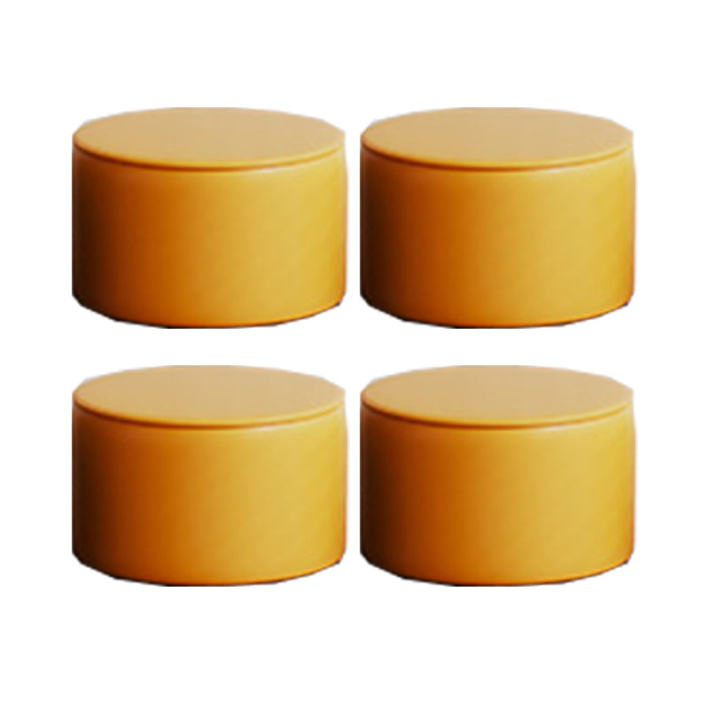 Contemporary Footstool Ottoman PU Leather Upholstered Solid Color Round Ottoman 13"L x 13"W x 8"H Orange 4 Piece Set Clearhalo 'furn' 'furn_ottomans_poufs' 'Furniture' 'Living Room Furniture' 'Ottomans & Poufs' 'ottomans_poufs' 5770740