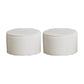 Contemporary Footstool Ottoman PU Leather Upholstered Solid Color Round Ottoman 13"L x 13"W x 8"H Off-White 2 Piece Set Clearhalo 'furn' 'furn_ottomans_poufs' 'Furniture' 'Living Room Furniture' 'Ottomans & Poufs' 'ottomans_poufs' 5770742