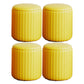 Contemporary Footstool Ottoman PU Leather Upholstered Solid Color Round Ottoman 13"L x 13"W x 15"H Yellow 4 Piece Set Clearhalo 'furn' 'furn_ottomans_poufs' 'Furniture' 'Living Room Furniture' 'Ottomans & Poufs' 'ottomans_poufs' 5770747