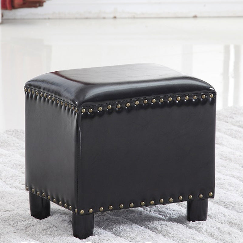 Rectangle moderne Pouf Ottoman Faux Leather Chair Ottoman avec garniture