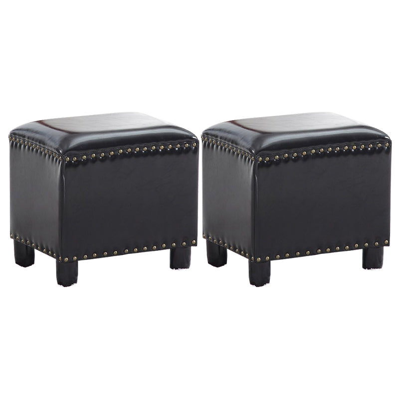 Moderno rettangolo pouf ottomane sedia in pelle finta ottomana con rivestimento per nailhead