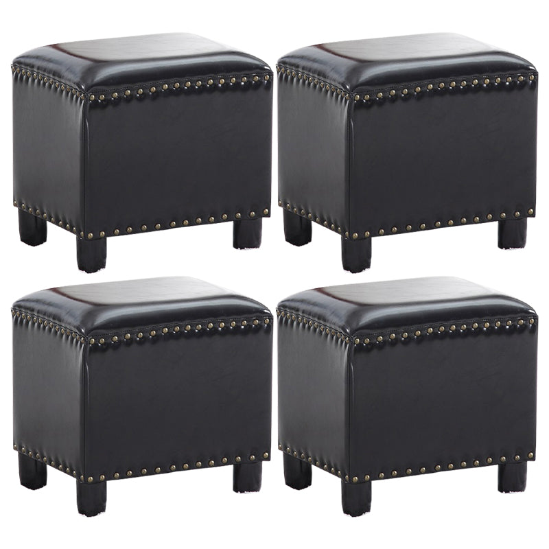 Moderno rettangolo pouf ottomane sedia in pelle finta ottomana con rivestimento per nailhead
