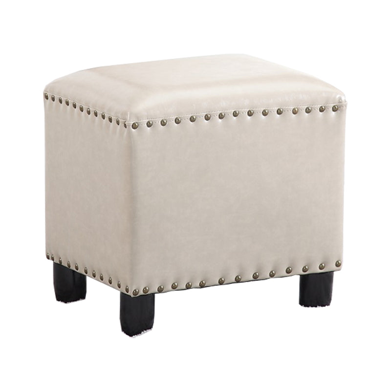 Moderne rechthoek Pouf Ottomaanse faux leerstoel Ottoman met nagellop -trim