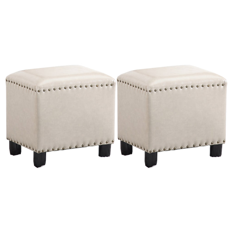 Moderno rettangolo pouf ottomane sedia in pelle finta ottomana con rivestimento per nailhead