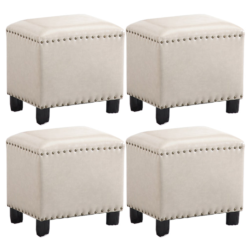 Rectangle moderne Pouf Ottoman Faux Leather Chair Ottoman avec garniture
