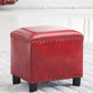Modern Rectangle Pouf Ottoman Faux Leather Chair Ottoman With Nailhead Trim