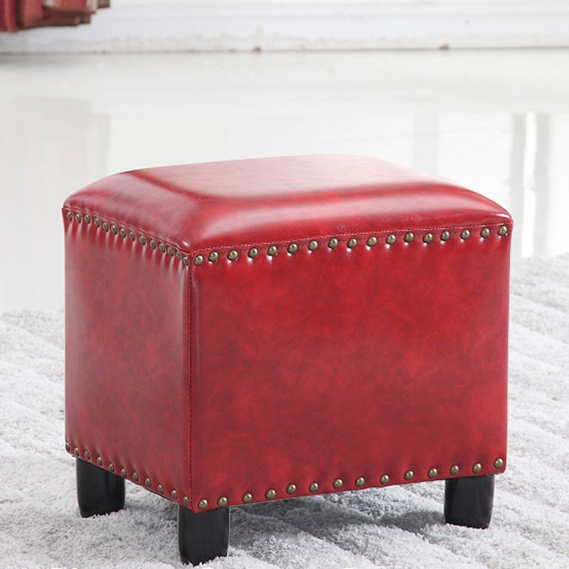 Moderno rettangolo pouf ottomane sedia in pelle finta ottomana con rivestimento per nailhead