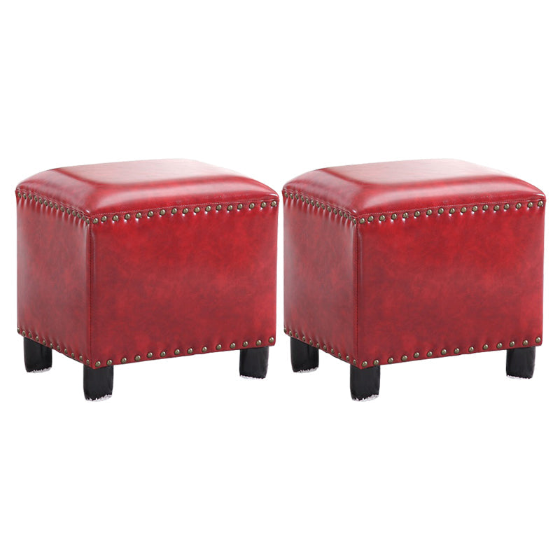 Rectangle moderne Pouf Ottoman Faux Leather Chair Ottoman avec garniture