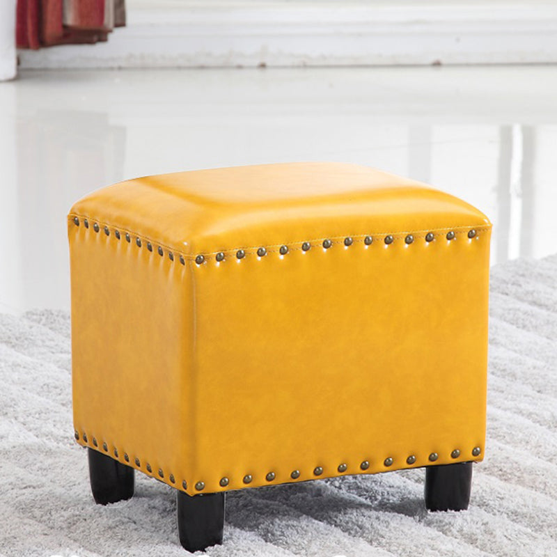 Moderno rettangolo pouf ottomane sedia in pelle finta ottomana con rivestimento per nailhead