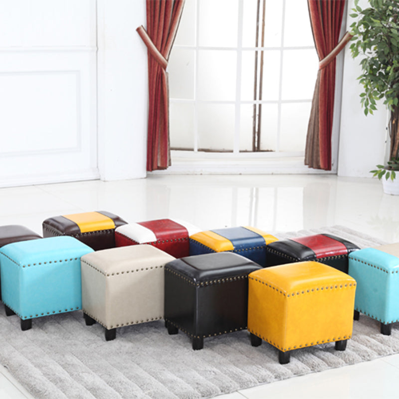 Rectangle moderne Pouf Ottoman Faux Leather Chair Ottoman avec garniture