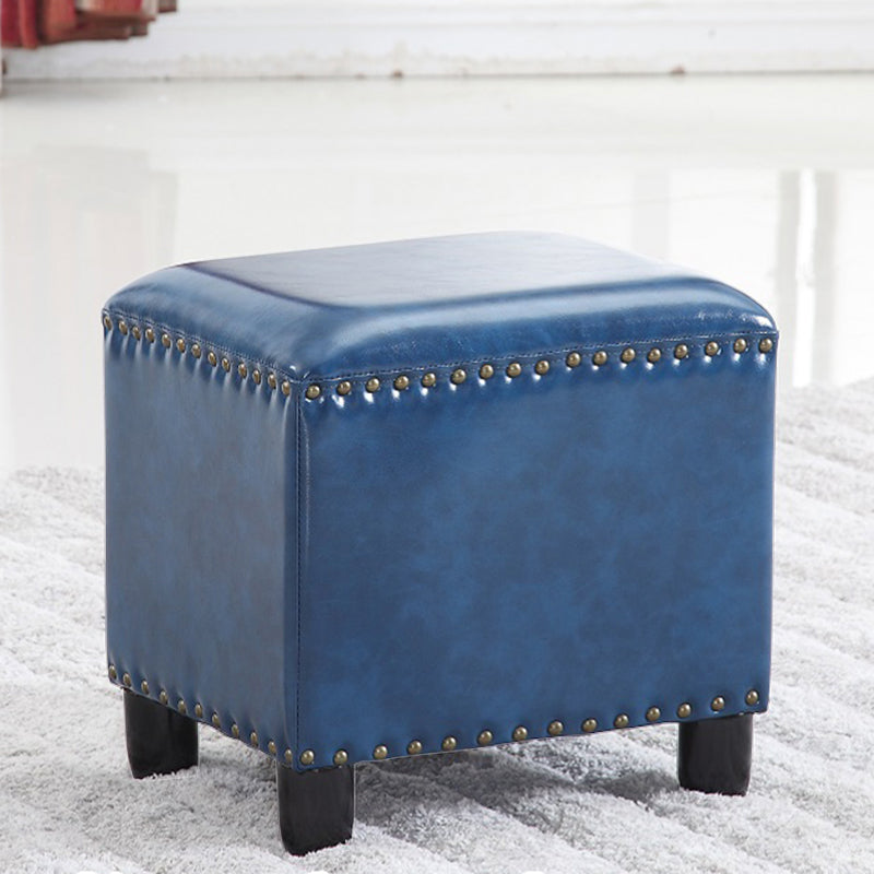 Moderno rettangolo pouf ottomane sedia in pelle finta ottomana con rivestimento per nailhead