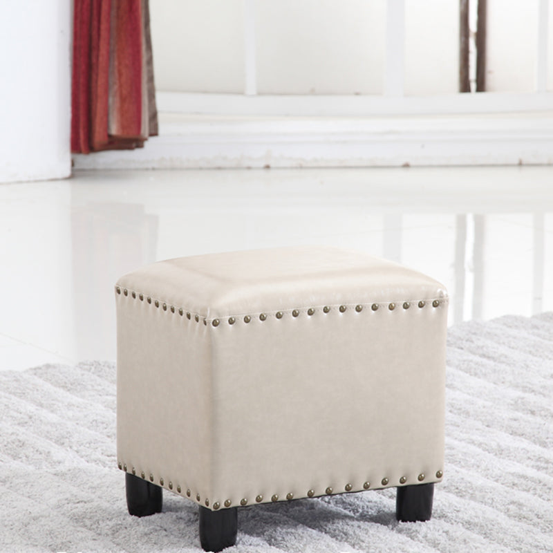 Moderno rettangolo pouf ottomane sedia in pelle finta ottomana con rivestimento per nailhead
