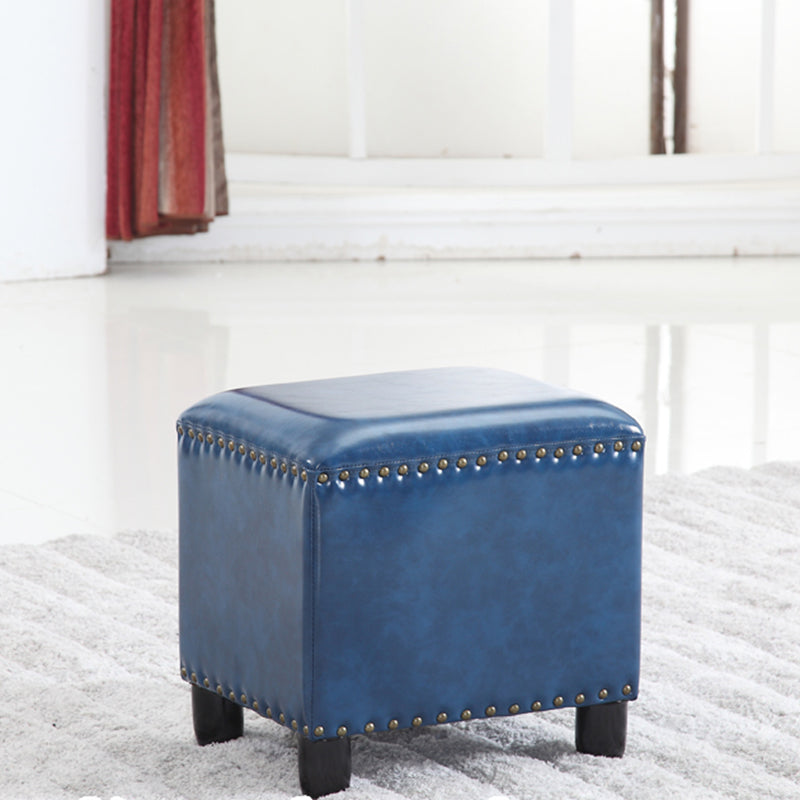 Moderno rettangolo pouf ottomane sedia in pelle finta ottomana con rivestimento per nailhead
