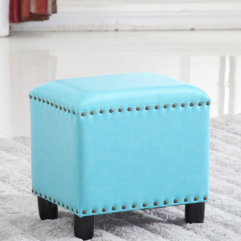 Moderno rettangolo pouf ottomane sedia in pelle finta ottomana con rivestimento per nailhead