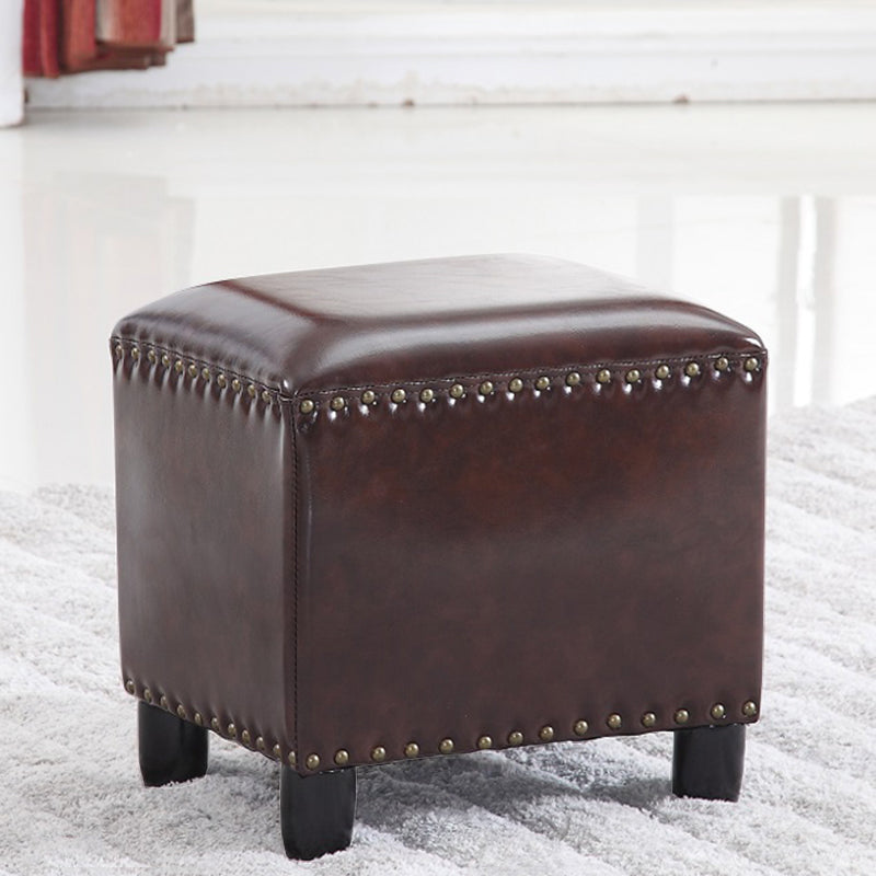 Moderno rettangolo pouf ottomane sedia in pelle finta ottomana con rivestimento per nailhead