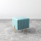 Glam Square Boucle Pouf Plain Velvet Metal Frame Water Resistant Ottoman Footrest
