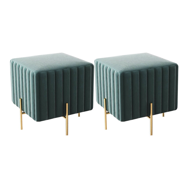 Glam Square Boucle Pouf Plain Velvet Metal Frame Water Resistant Ottoman Footrest