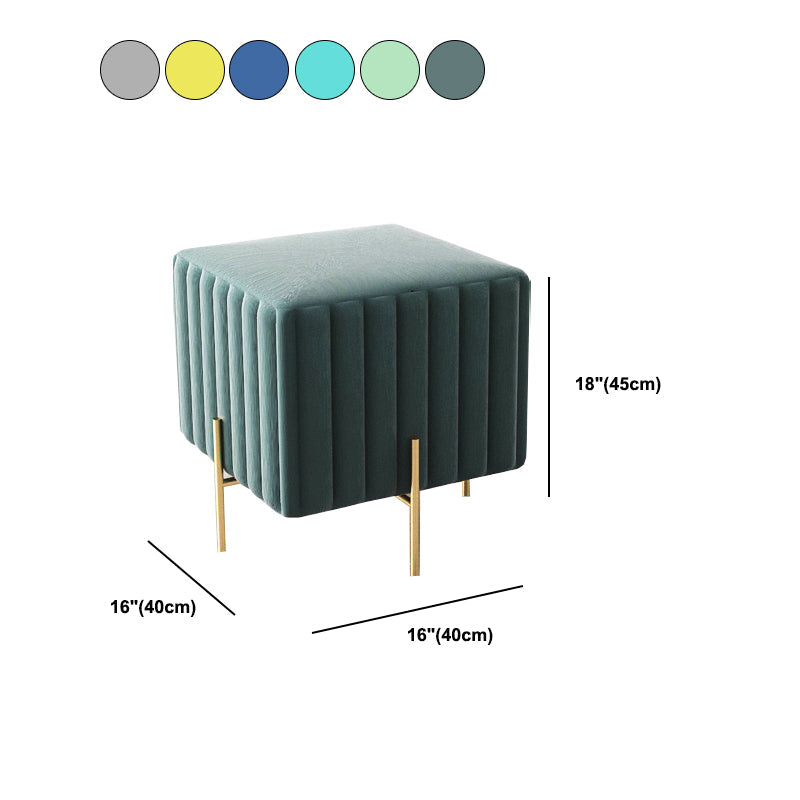 Glam Square Boucle Pouf Plain Velvet Metal Frame Water Resistant Ottoman Footrest
