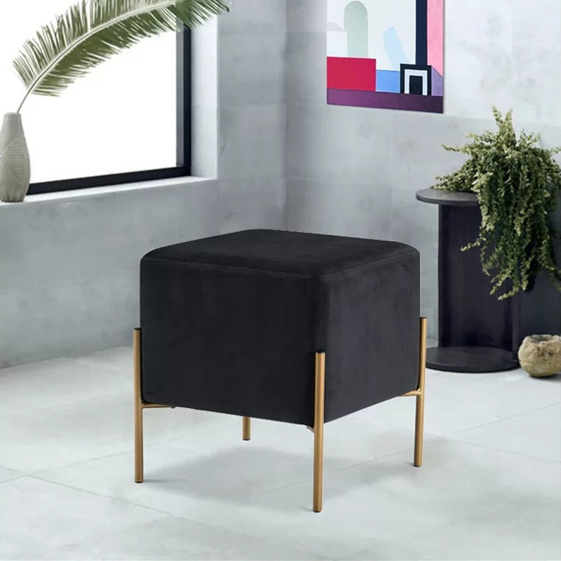 Leisure Velvet Pouf Ottoman Plain Square Water Resistant Ottoman Taverna Black 1 Piece Clearhalo 'furn' 'furn_ottomans_poufs' 'Furniture' 'Living Room Furniture' 'Ottomans & Poufs' 'ottomans_poufs' 5770888