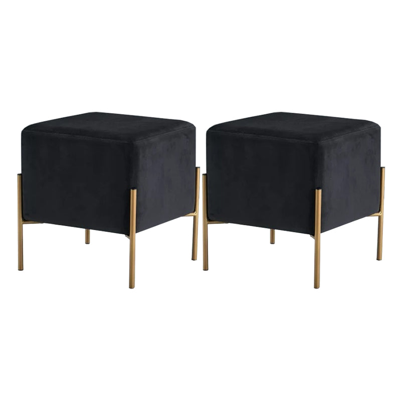Leisure Velvet Pouf Ottoman Plain Square Water Resistant Ottoman Taverna Black 2 Piece Set Clearhalo 'furn' 'furn_ottomans_poufs' 'Furniture' 'Living Room Furniture' 'Ottomans & Poufs' 'ottomans_poufs' 5770890