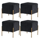Leisure Velvet Pouf Ottoman Plain Square Water Resistant Ottoman Taverna Black 4 Piece Set Clearhalo 'furn' 'furn_ottomans_poufs' 'Furniture' 'Living Room Furniture' 'Ottomans & Poufs' 'ottomans_poufs' 5770892