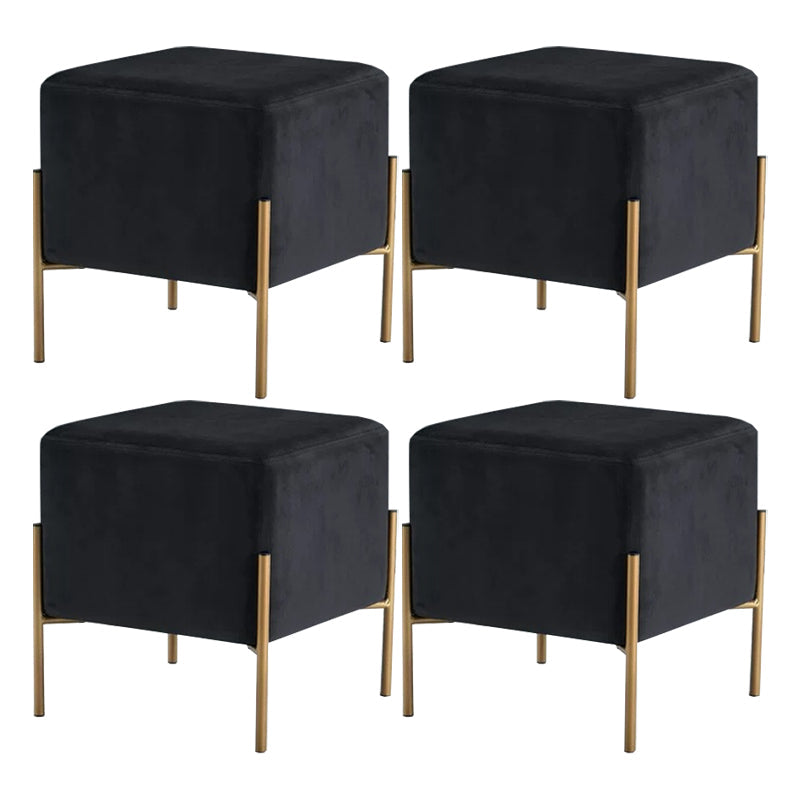 Leisure Velvet Pouf Ottoman Plain Square Water Resistant Ottoman Taverna Black 4 Piece Set Clearhalo 'furn' 'furn_ottomans_poufs' 'Furniture' 'Living Room Furniture' 'Ottomans & Poufs' 'ottomans_poufs' 5770892
