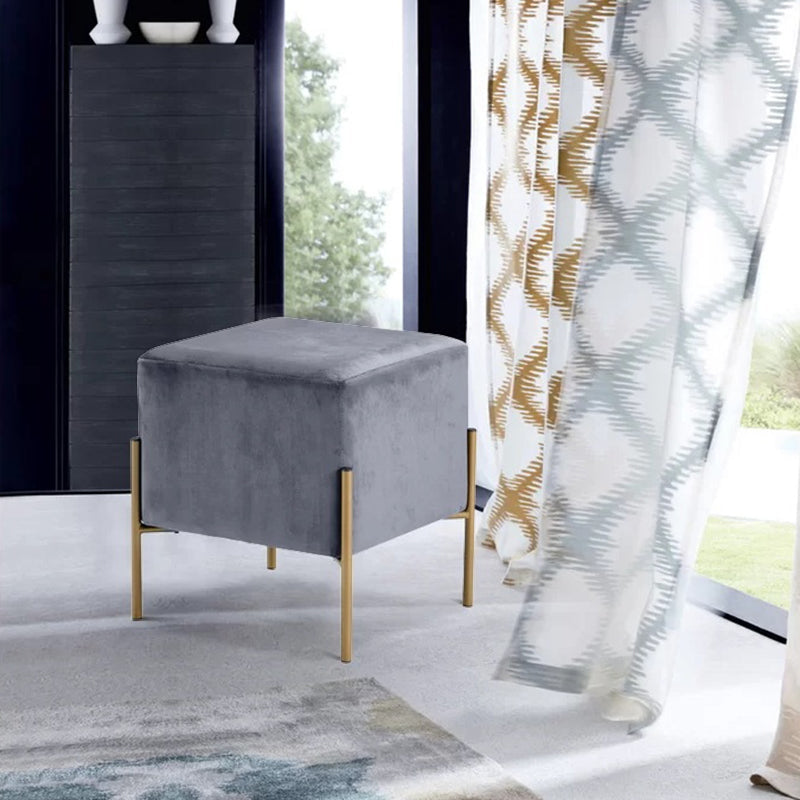 Leisure Velvet Pouf Ottoman Plain Square Water Resistant Ottoman Taverna Grey 1 Piece Clearhalo 'furn' 'furn_ottomans_poufs' 'Furniture' 'Living Room Furniture' 'Ottomans & Poufs' 'ottomans_poufs' 5770893