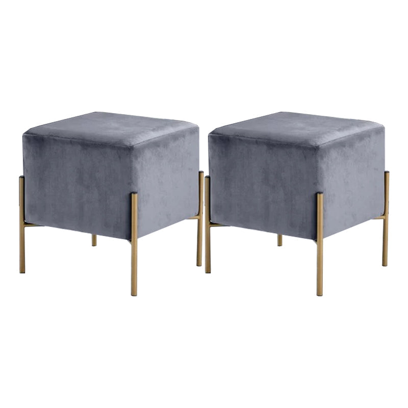 Leisure Velvet Pouf Ottoman Plain Square Water Resistant Ottoman Taverna Grey 2 Piece Set Clearhalo 'furn' 'furn_ottomans_poufs' 'Furniture' 'Living Room Furniture' 'Ottomans & Poufs' 'ottomans_poufs' 5770896