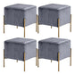 Leisure Velvet Pouf Ottoman Plain Square Water Resistant Ottoman Taverna Grey 4 Piece Set Clearhalo 'furn' 'furn_ottomans_poufs' 'Furniture' 'Living Room Furniture' 'Ottomans & Poufs' 'ottomans_poufs' 5770898