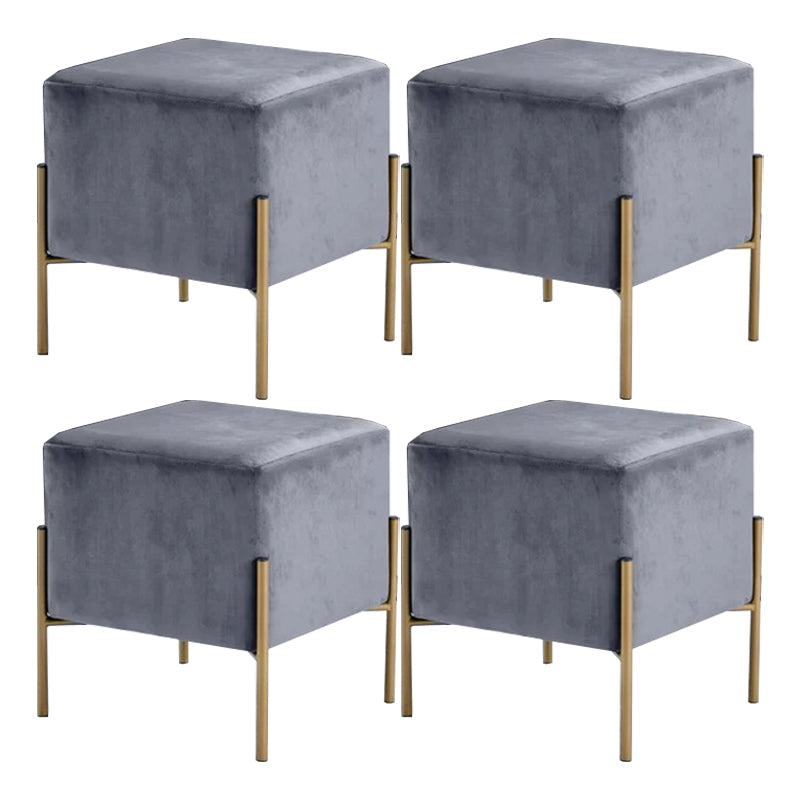 Leisure Velvet Pouf Ottoman Plain Square Water Resistant Ottoman Taverna Grey 4 Piece Set Clearhalo 'furn' 'furn_ottomans_poufs' 'Furniture' 'Living Room Furniture' 'Ottomans & Poufs' 'ottomans_poufs' 5770898